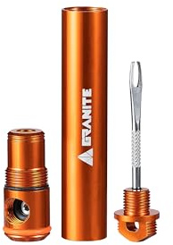 Granite Suture Aero Tire Plug Kit with Integrated CO2 Inflator, Tubeless Tire Repair Kit with 2 Size Plugs, CO2 Tire Inflator Works with Presta Valve (Orange)