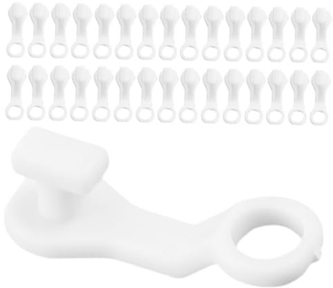 RORPOIR 200 Stück Zubehör für Vorhang schienen vorhänge Ersatzvorhanghaken Gleithaken Schienenhaken Haken, die mit der Gleisscheibe verbunden sind Spurscheibe -Hanger -Haken Plastik Weiß