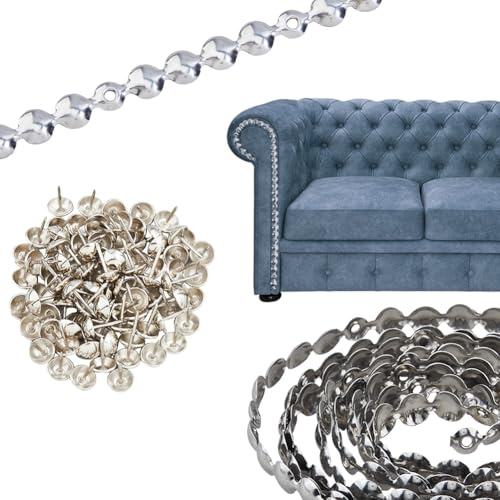 SUPERFINDINGS 10 Set Insgesamt cm Polsternägel Zierstreifen D32.8mm Silberfarbene Möbelnägel Streifen Eisen Runder Kopf Polsternadel Für Sofa Stuhl Bett Couch (11 Stück Nadeln/Set)