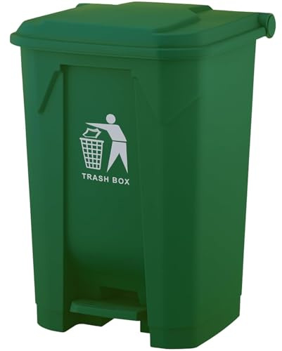 DUAS 30/50/80L Pedal Bin – Large Recycling & Rubbish Dustbin for Kitchen, Home & Office – Durable Plastic Waste Trash Bin with Foot Pedal & Lid (Green, 80L)