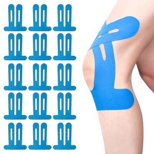 15 piezas PreCut Kinesiotapes para la rodilla, cinta de kinesiología, cinta precortada impermeable y elástica, cinta de kinesiología, cinta fisiológica, cinta de kinesiología para reducir el dolor de