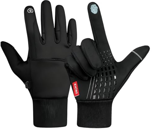 GNALIA Fahrradhandschuhe Herren Schwarz Thermo Touchscreen Winterhandschuhe Laufhandschuhe Für Damen Größe L 1 Paar