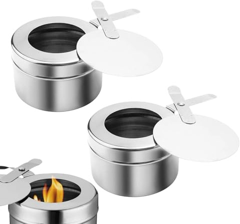 Hornillo de camping – 2 piezas portátil Camping Gas Hornillo | Hervidor de alcohol con cubierta | Acero inoxidable 410, para Park Picnic Barbacoa Camping Senderismo Mochilero Viaje en coche