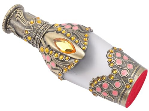 Angoily Botella de Perfume Vacía Estilo Vintage de Oriente para Aceite Esencial y Viaje Frasco Hexagonal con Diseño Decorativo y Cierre Hermético para Transportar sin Derrames
