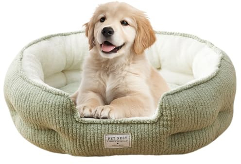 Odot Hundebett für Katzen und Welpen, Warm Fleece Hundekissen Waschbar Katzenbett Haustierbett, Quadratisches Weiche Flauschig Hundesofa mit Rutschfester Unterseite (Grün,XXL: 80x65cm)