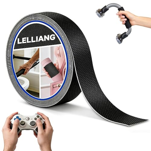 Rubber Grip Tape Kit, Roll of Anti Slip Rubber Tape Self Adhesive Tapes | Strong Comfort Waterproof Non Slip Grip Tapes for Handles, Contact Surfaces, Cushion Pads, 2.5 CM x 3 Meter, Black