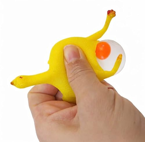 Funny Chicken that Lays Egg Keychain - Stress Relief for Adults, Squeeze Chicken Gag Gift, Funny Desk Toy, Anxiety Relief Squishy