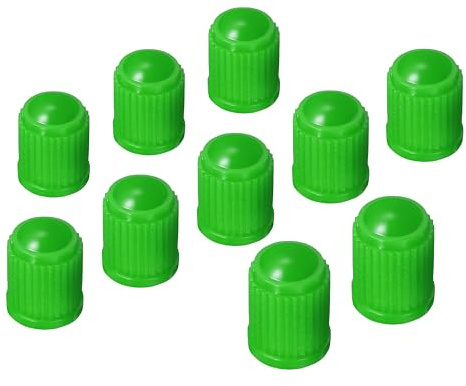 10 Bouchons de Valve en Plastique (Vert) avec Joint en Caoutchouc | conception éprouvée des millions de fois | pour les valves de voitures, de motos et de grands vélos (valves Schrader)