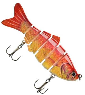 Bass-Köder | 6 Segmente Körper in Fischform – harte Kunstköder – für Anfänger, leidenschaftliche Forellen, Wels, Schleppteich, See, Wasser