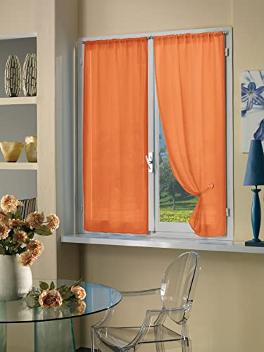 Home Collection TCBUC118/240 Tendina Coppia Boucle, Poliestere, Arancio, 70 x 240 cm, 2 Unità