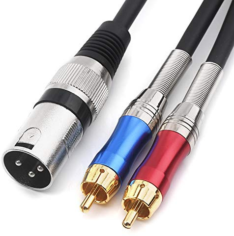 TISINO Dual RCA Phono Plug to XLR Male Y-Cable Lead Adapter(2 RCA to 1 XLR) - 1.5m