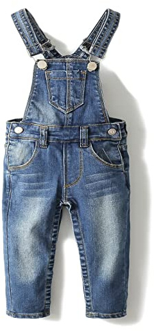 KIDSCOOL SPACE Salopette di jeans per neonato e ragazza,Salopette slim in denim per bambini