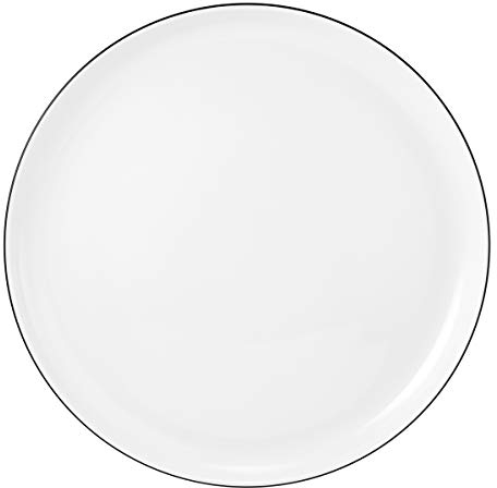 Seltmann Weiden Lido Black Line Speiseteller 6er Set, ø 26 cm, Runder Essteller mit schwarzem Rand, Porzellan
