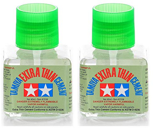 Tamiya 87038 Pegamento de cemento extrafino, punta fina, 40 ml, paquete de 2