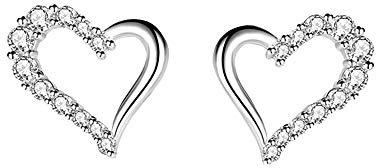 Epoch World Damen Ohrringe Silber 925 Herz Ohrringe Ohrschmuck mit Zirkonia Silber Ohrstecker Frauen, Sterling Silber Ohrringe Schmuck Ohrringe für Damen Mädchen