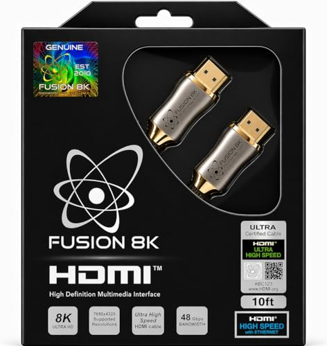 Fusion8K WONSUN - Cable HDMI 2.1 compatible con 8K @60Hz y 4K @120Hz compatible con todos los televisores, BluRay, Xbox Series X, PS5 (3 pies)