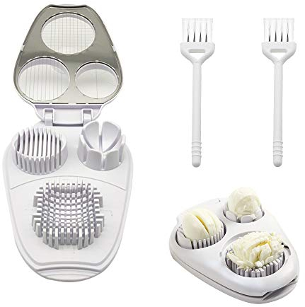 feihao - Cortador de huevos, separador de huevo, de acero inoxidable, para cortar huevos, piel de berenjena, con 3 rebanadores estilos