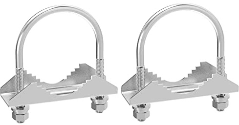 Viudecce Monland 2 PièCes Pince de Montage D'Antenne U-Boulon MatéRiel de Montage Pince de Mât D'Antenne Support de Mâchoire en V Accessoires pour Antenne ExtéRieure de Maison argent 500213452