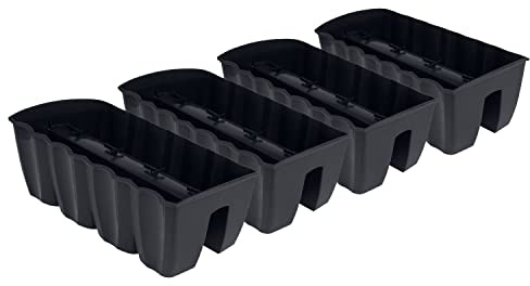 PAFEN 4X Blumenkasten Hängetopf - 58,5 x 28,5 x 20,5cm -Blumentopf Pflanztopf Balkontopf Geländertopf Geländerkasten, Anthrazit