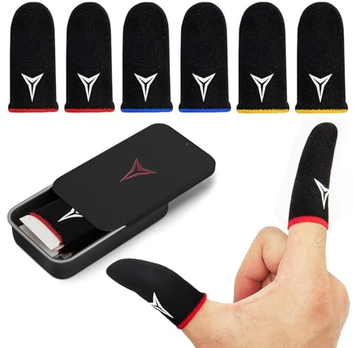 Nuozme Fingerhüllen für Mobiltelefone, Tablets, Touchscreen-Geräte, 0,3 mm Silberfaser, glatte Haptik, schweißfest, extrem dünn, 4 Farben, 8 Stück