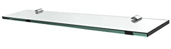 S'AFIELINA Glass Bathroom Shelves 48CM, Wall Mounted Floating Shelves 8MM Thick Tempered Glass Shelf with Chrome Polished Bracket for Kitchen Living Room and Toilet, 1 Pack
