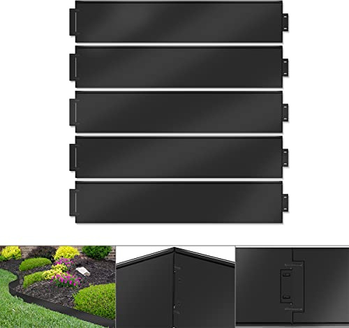 Froadp 40 Pezzi Bordura per Aiuola Bordatura per Giardino in Metallo 40m Recinzione per Piante Staccionate per Giardini Aiuole Falciatura Confine Frutteto 1 Elemento (LxH) : 100x15cm, Nero