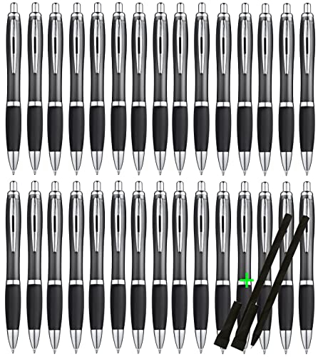 Set 50 Stück ergonomische Kugelschreiber Schwarz Druckkugelschreiber Blaue Großraummine Kulis Büro Uni Haushalt Kuli Set 50er schwarze Kulis blauschreibend