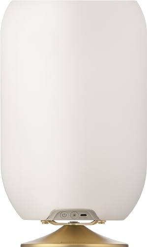Kooduu Atmos Lampe d'Enceinte Portable - Lumière LED dimmable, Haut-Parleur Bluetooth sans Fil avec Support de Bouteille de vin intégré - Décoration d'intérieur et d'extérieur, Laiton