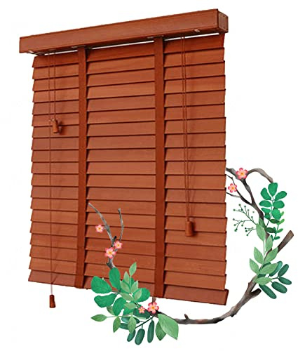 Sonakia Persianas Venecianas De Madera Maciza, Estores De Ventanas 45/60/85/90/105/110cm, Estores Venecianas, Persianas Horizontales De Madera, Estores Enrollables Día y Noche,WxH-120x120cm/47 * 47in