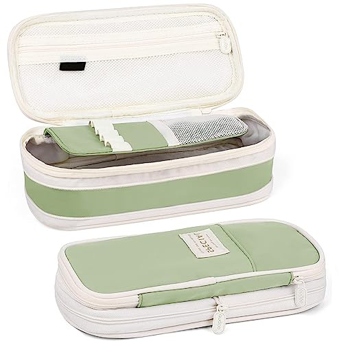 DMZK Estuche Escolar, Estuches de Lápices de Gran Capacidad, Estuche Organizador Portalapices Neceser Maquillaje para Niñas Niños Adolescentes Estudiantes Adultos, Verde