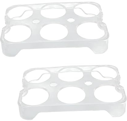 Paquete de 2 soportes para huevos de plástico transparente duradero, 12 ranuras para refrigerador y refrigerador