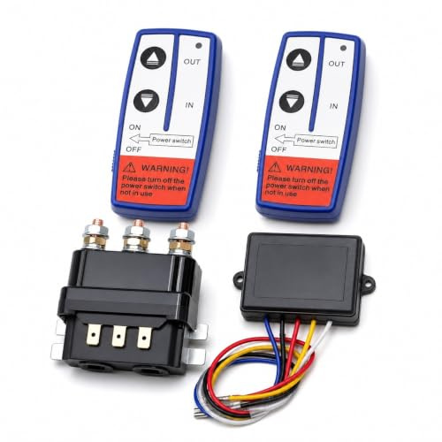 12V 250A Winch Solenoid Relay Contactor + 2pcs Wireless Winch Remote Control Kit, 3000 Lbs -5000 Lbs Heavy Duty Contactor Switch for ATV UTV SUV Boats 4x4 Vehicles Trailers Trucks