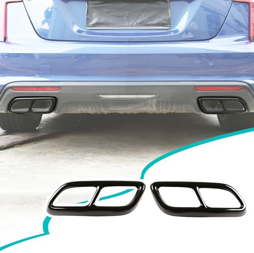 Hudiriy Tailpipe Exhaust Muffler Tail Pipe Cover Trim Decal Exterior Accessories Compatible with Cadillac CT4 CT5 2020-2023 Tail Pipe Trim (Black)