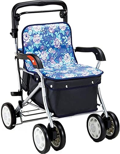Rollator, Aluminium, 4 Räder, mit Einkaufskorb, faltbares Gehgestell für ältere Mobilitätshilfen, höhenverstellbares Rollen