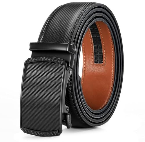 CALIYO Gürtel Herren, Automatik Ledergürtel Herren Ratsche, Breite 34 mm Verstellbarer Herrengürtel Ohne Löcher Geeignet für Herrenanzüge und Businesskleidung