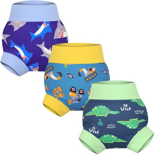 FLYISH DIRECT Babysimblöja, återanvändbar simblöja för spädbarn och småbarn, 3-pack för pojkar och flickor