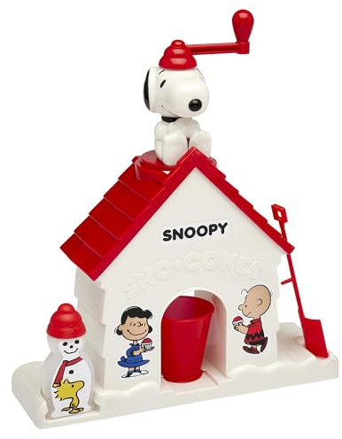 Snoopy SNO-Kegel-Maschine, Schneekegel-Eismaschine, Eisrasierer, Snoopy Hausform, rasierte Eismaschine kommt mit Fruchtpunsch-Geschmackspaket, ab 6 Jahren