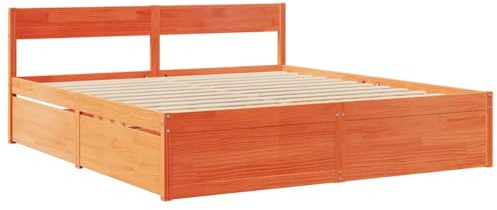 vidaXL Sängram utan madrass vaxbrun 200x200 cm massiv furu