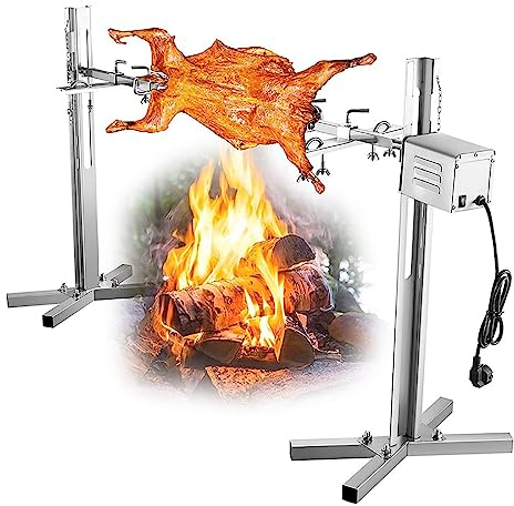 PASPRT Kit per griglia girarrosto per Barbecue Elettrico da 45 Pollici in Acciaio Inossidabile, Supporto per girarrosto per spiedo da Campeggio di Grandi Dimensioni Regolabile in Altezza