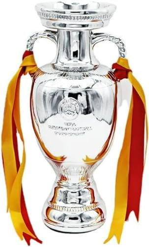 Football Trophy, Replica European Cup Trophy, Resin European Cup Sports Trophy with Ribbons, 16-44cm Decorative Souvenirs and Collectible Items for Sports Lovers, Exhibition Ornaments (16cm)