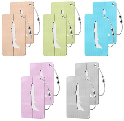 Chiluxendo 10 Stück Kofferanhänger aus Aluminium, mit PVC-Karte, 5 Farben