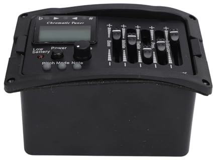 EQ-Vorverstärker, Professioneller 5-Band-Akustikgitarren-Equalizer mit Stimmgerät für Bühnenstudio-Auftritte, Kunststoff, Schwarz