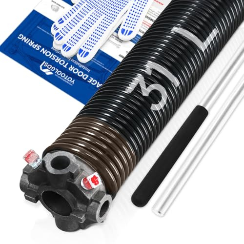 YoToolGDS Left Hand Wind（Black Cone）2 Garage Door Torsion Spring with Non-Slip Winding Bars & Gloves, High Precision Electrophoresis Black Coated, for Replacement, MIN 16,000 Cycles (0.234x2''x31'')