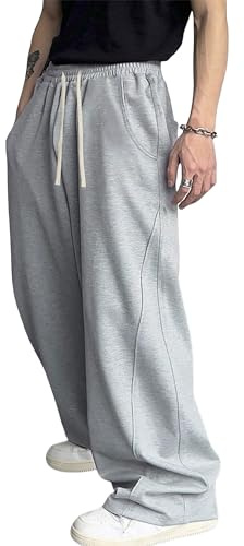 FCOOLYEET Pantaloni della tuta larghi da uomo Y2k Pantaloni da pista con coulisse Yoga Palestra Allenamento Pantaloni a gamba larga Pantaloni lunghi Streetwear