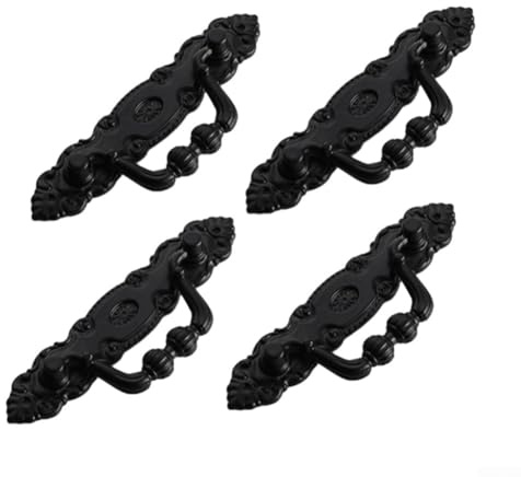Dekoratives antikes Griff-Set, 4 Stück, bronzefarbene Schubladengriffe für elegante Möbel-Akzente (schwarz)