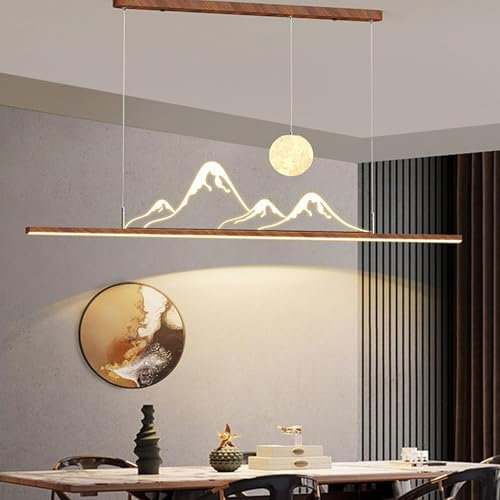 DDYY Suspension Luminaire LED moderne Design Linéaire Dimmable Lustre de salle à manger LED Avec télécommande luminaire suspendu Réglable 54W pour Salle à Manger Salon Îlot de Cuisine 120CM (L120cm)