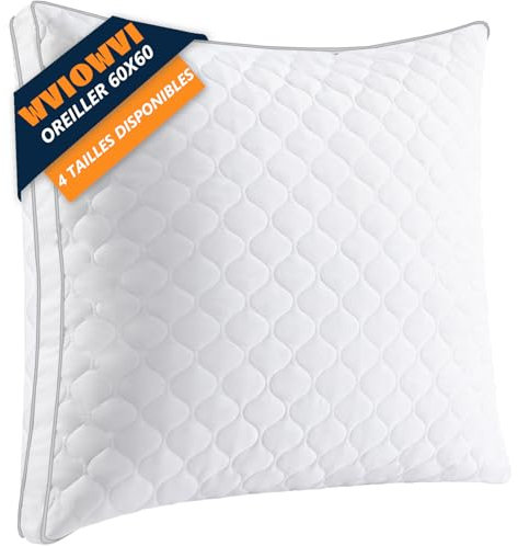 WVIOWVI Almohada 60 x 60 Cm, Hipoalergénica Cómoda Cojines 60x60 Microfibra, Agradable al Tacto y Transpirable, Cojin Cama 60 x 60 Cm, Sujeción Fiable