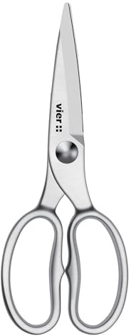 VIER - Forbici da cucina inox professionali lunghe 20 cm (7,87 pollici) forgiate a caldo Grazie al suo spessore, possono tagliare tutti i tipi di cibo.