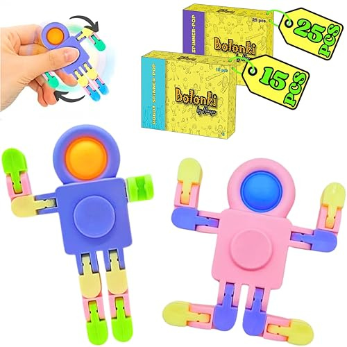 Bolonki 15 Robots SpinnerPop - Regalos Cumpleaños Niños Colegio, Detalles Cumpleaños Niños de 3 a 12 años, Relleno Piñata Cumpleaños Infantil, Regalitos Cumpleaño Invitados Niño, Fidget Toys