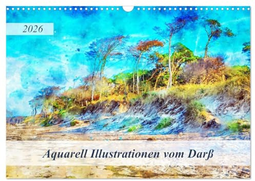 Aquarell Illustrationen vom Darß (Wandkalender 2026 DIN A3 quer), CALVENDO Monatskalender: Naturmotive an der Ostseeküste (CALVENDO Orte)